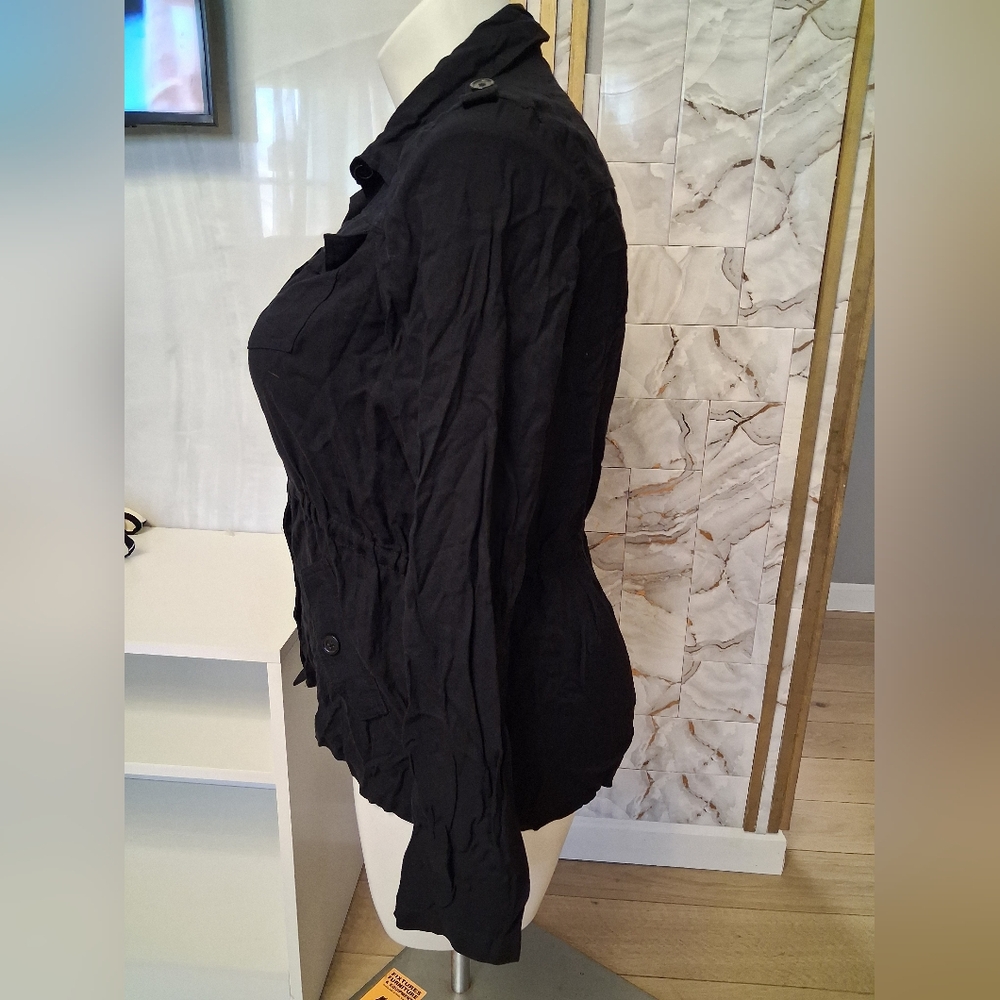 Women's Black Button-Up Jacket - Picture 3 of 7